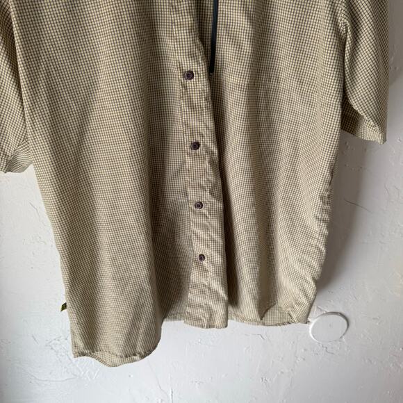 Split Men's Size XL Yellow Purple Plaid Outdoor Vented‎ Short Sleeve Button Up - Picture 3 of 10